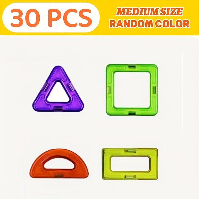 Ensemble de 30 blocs de construction magnétiques pour enfants – Grands carreaux à empiler colorés, jouet éducatif STIM, apprentissage des formes et des couleurs, cadeau d'anniversaire ou de Noël pour tout-petits