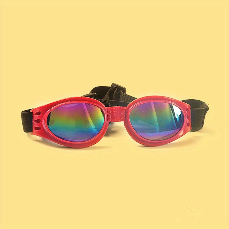 Lunettes de soleil pliables pour chien avec sangle réglable - Lunettes de protection étanches anti-UV pour activités en extérieur et aquatiques, protection oculaire élégante pour chiens de petite, moyenne et grande taille