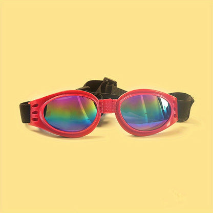 Lunettes de soleil pliables pour chien avec sangle réglable - Lunettes de protection étanches anti-UV pour activités en extérieur et aquatiques, protection oculaire élégante pour chiens de petite, moyenne et grande taille