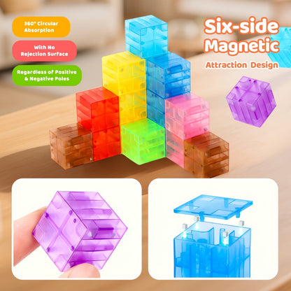 Blocs de construction magnétiques 100 pièces - Cubes magnétiques colorés et transparents, jouet de construction STIM, tuiles empilables créatives pour enfants, cadeau éducatif pour filles et garçons, anniversaire, Noël, Halloween