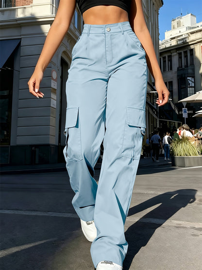 Women's High-Waist Cargo Jogger Pants Quick-Dry Lightweight Drawstring Waist Multi-Pocket Casual Wide-Leg Trousers for Women XS-XXL 7 Colors