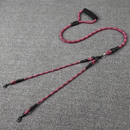 Dual Dog Leash with Wave Pattern – Detachable Tangle-Free Nylon Coupler Lead for Walking Two Dogs – No-Tangle Double Dog Leash for Small Medium Large Breeds Outdoor Walking & Training
