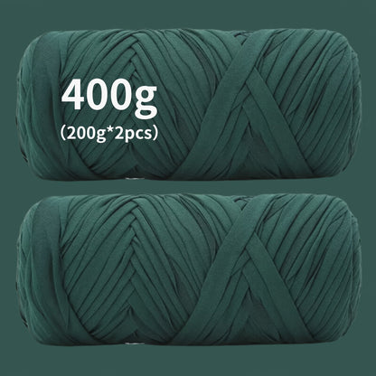 Fil de coton pour t-shirt 400 g (2 x 200 g) mélange de coton épais en 49 couleurs – Fil épais et doux pour paniers au crochet, sacs, tapis, projets de macramé et tricot – Fil de loisirs créatifs idéal pour les débutants