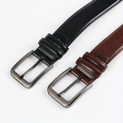 Lot de 2 ceintures pour homme en cuir véritable avec boucle automatique à cliquet – Taille ajustable 32"-44", noir et marron, ceinture habillée pour homme, style professionnel et décontracté