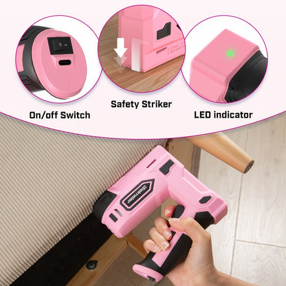 Cloueuse et agrafeuse sans fil 2 en 1 20V – Aucun compresseur nécessaire, batterie et chargeur inclus, dispositif de sécurité, 1600/2000 clous et agrafes pour la menuiserie, le rembourrage et le bricolage