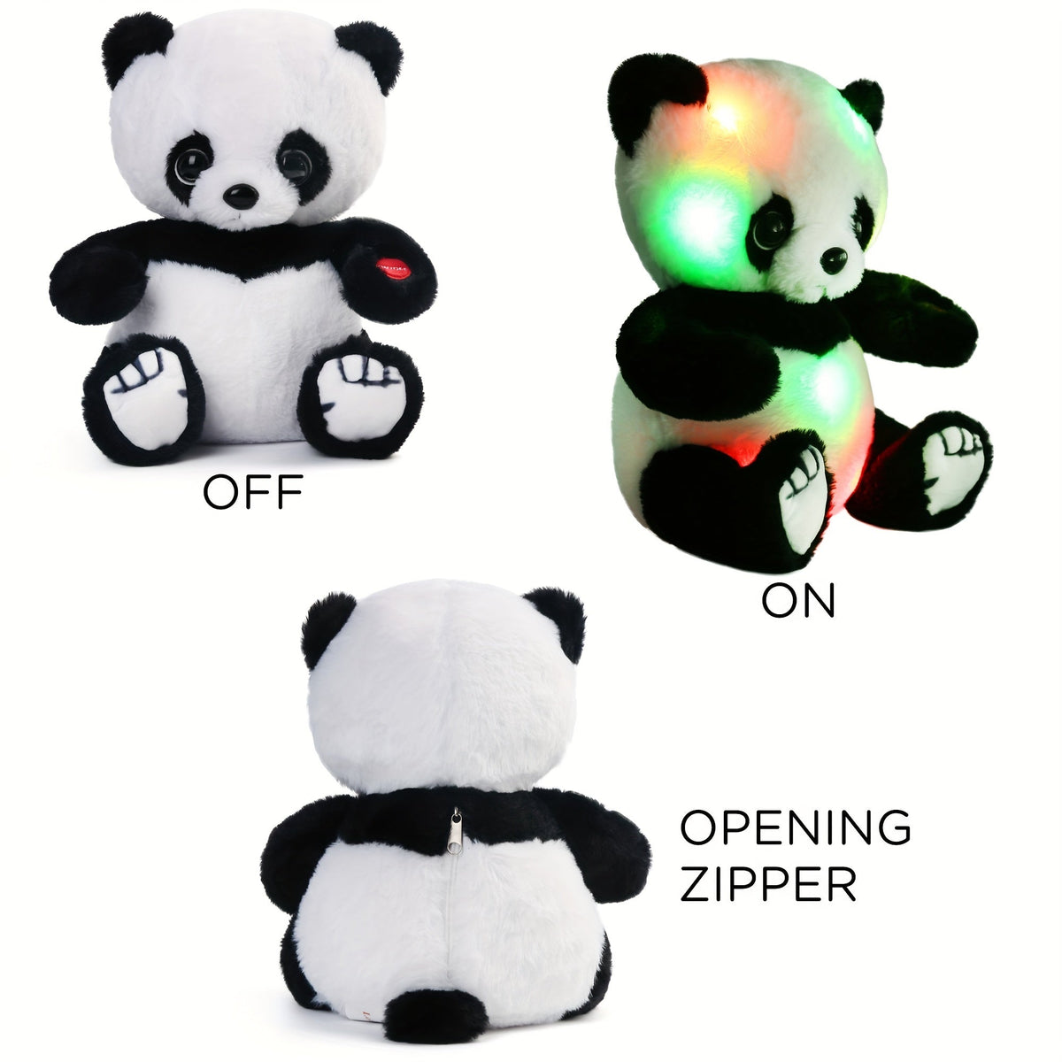 Peluche Panda Lumineuse 20 & 30 cm – Adorable Jouet en Peluche Ours Panda avec Lumière LED, Peluche Douce à Câliner pour Enfants Garçons Filles, Cadeau d'Anniversaire, de Noël, de Fêtes et Décoration d'Intérieur