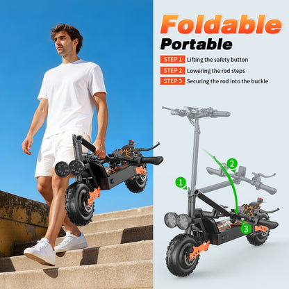 Electric Scooter for Adults 749W Motor 55 Miles Range – 48V 30Ah Battery, 11" Off-Road Tires, Full Suspension, Long Distance Commuter & Trail E-Scooter for Heavy Duty Riders GT26 / GT28