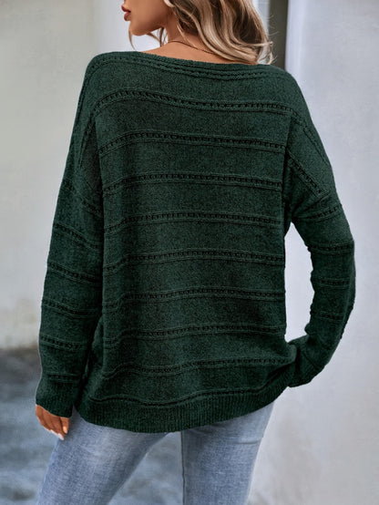 Pull femme épaules dénudées - Pull en maille ample à col bateau uni | Haut décontracté et confortable automne-hiver, pull oversize tendance pour femme