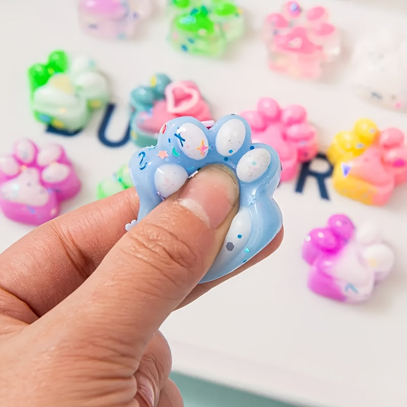 Mini jouets squishy en forme de patte de chat, lot de 10/20/30 - Squishies anti-stress doux pour enfants, cadeaux d'anniversaire, garnitures d'œufs de Pâques, cadeaux de Noël et d'Halloween, couleurs assorties aléatoires