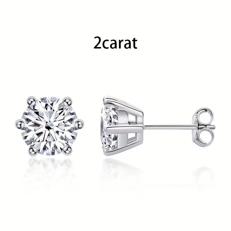 Boucles d'oreilles puces en argent sterling S925 et moissanite pour femme – Style vintage élégant, 0,5 ct, 1 ct, 2 ct, 3 ct, doré et argenté, bijou pour le quotidien ou pour offrir en cadeau