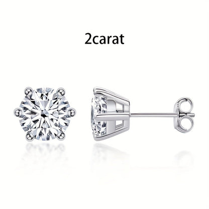 Boucles d'oreilles puces en argent sterling S925 et moissanite pour femme – Style vintage élégant, 0,5 ct, 1 ct, 2 ct, 3 ct, doré et argenté, bijou pour le quotidien ou pour offrir en cadeau