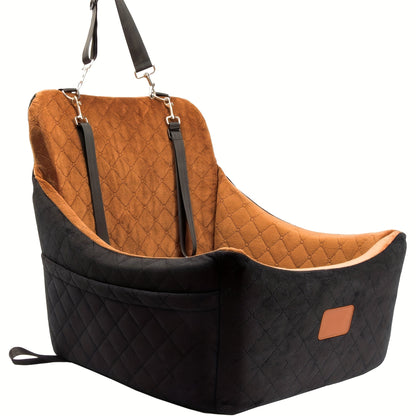 Siège auto pour chiens de taille moyenne à grande – Panier de voyage lavable en mousse à mémoire de forme pour animaux avec passage pour ceinture de sécurité, sangles réglables et installation en 3 points, Gris Noir Marron Tout Noir Noir Gris