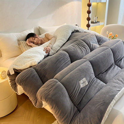 Couette toutes saisons – Douce et épaisse, piquage en damier, couleur unie, ultra-respirante, lavable en machine, pour l'automne, l'hiver et le printemps, tailles simple, double, grand lit et très grand lit