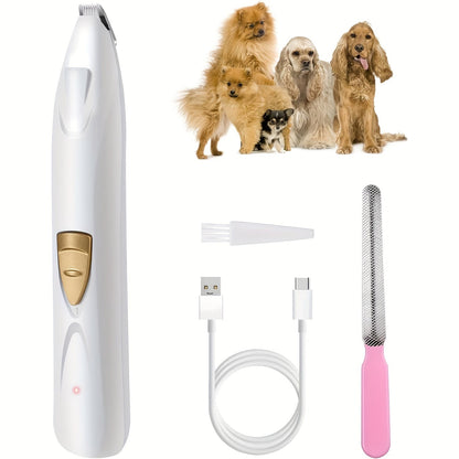 Tondeuse électrique pour animaux avec éclairage LED, rechargeable par USB, silencieuse, pour les yeux, le visage, les oreilles et les pattes de chiens et chats – Kit de toilettage professionnel sans fil