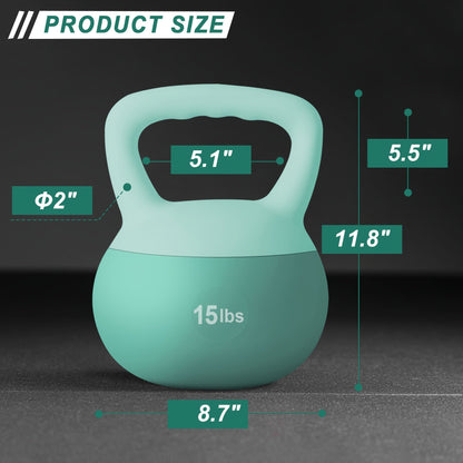 SOGES PVC Soft Kettlebell with Wide Non-Slip Handle – Iron Sand Filled Strength Training Kettlebell 10 to 30 lbs, Safe for Home Gym, Floor & Kids, Ideal for Women & Beginners, Swings Squats HIIT CrossFit