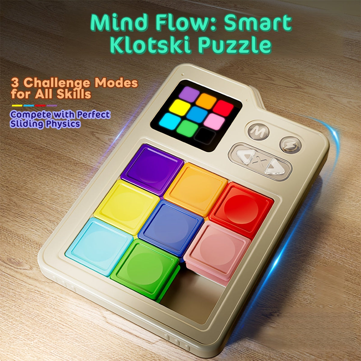 Console de jeu électronique de réflexion Klotski, puzzle Huarong Dao avec effets sonores, plateau de jeu à induction, difficulté progressive, jouet éducatif STIM, cadeau pour enfants et adultes