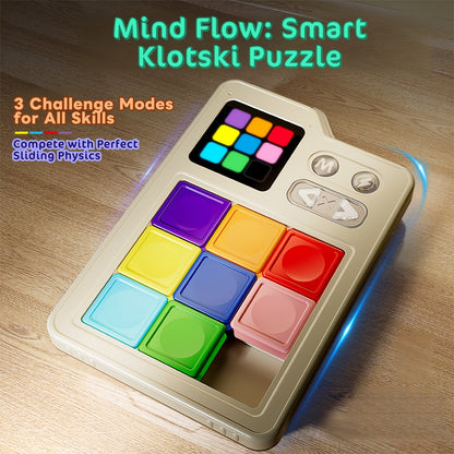 Console de jeu électronique de réflexion Klotski, puzzle Huarong Dao avec effets sonores, plateau de jeu à induction, difficulté progressive, jouet éducatif STIM, cadeau pour enfants et adultes