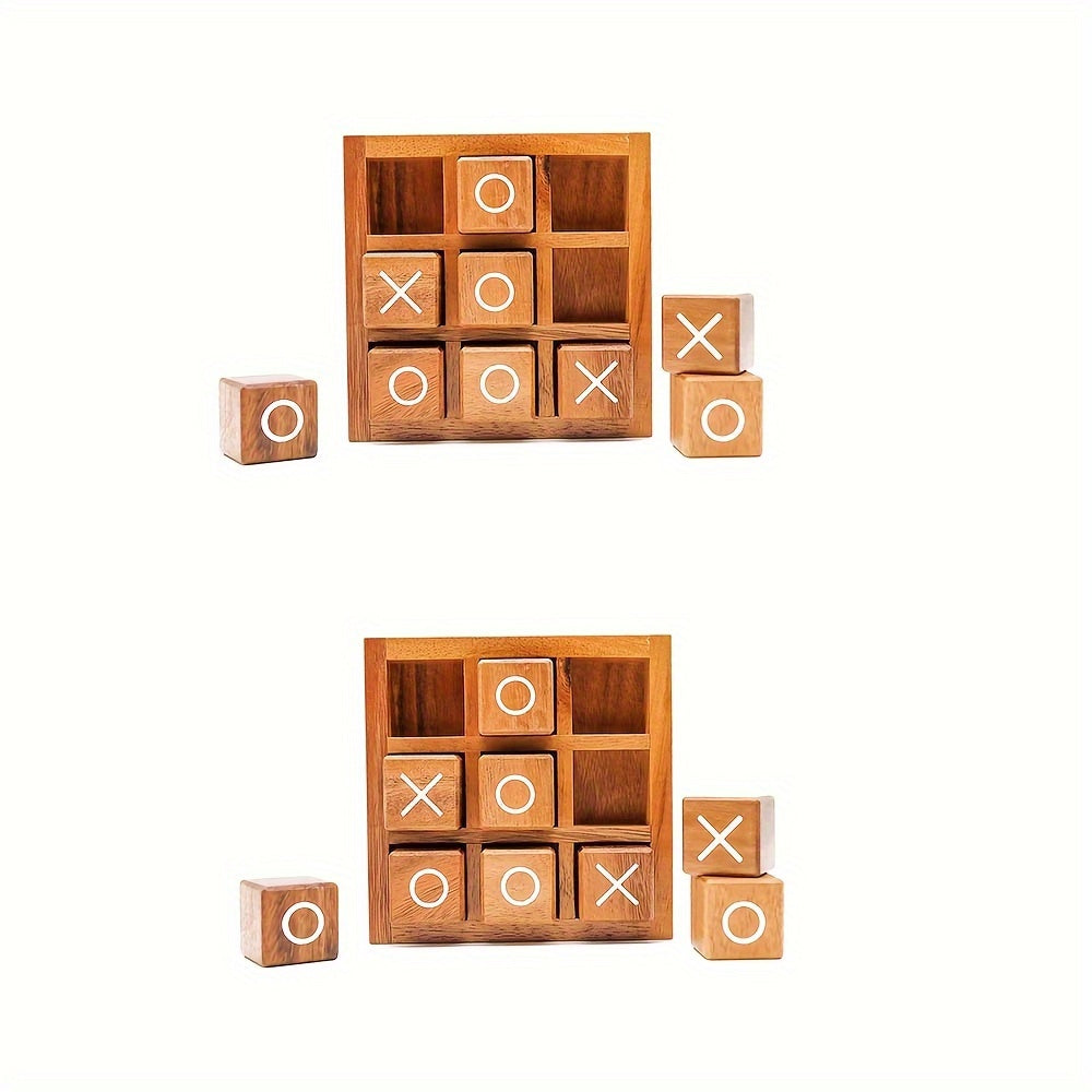 Lot de 2 jeux de morpion en bois – Jeu de stratégie classique X et O pour enfants et famille, jeu de table éducatif interactif parent-enfant, cadeau amusant pour les soirées jeux, Noël et les anniversaires