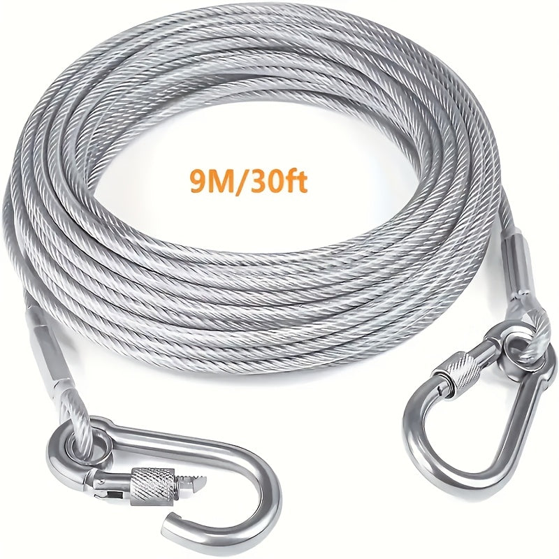 Câble d'attache robuste pour chien, 113 kg, design réfléchissant et mousqueton pivotant en acier inoxydable – Laisse anti-nœuds pour grands chiens – Cour, extérieur et camping – Options 76 cm / 15 m / 4,5 m – Velora