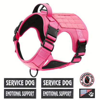 Harnais tactique pour chien – Gilet anti-traction style militaire pour animal de compagnie avec poignée de contrôle, ajustement sécurisé pour chiens actifs, motif uni, tailles S à XL, idéal pour le dressage, la randonnée et la marche