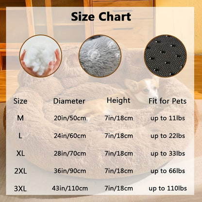 Panier rond pour chien et chat motif patte d’ours – Lit apaisant et doux pour animal de compagnie, antidérapant, chaud et confortable, petit, moyen, grand modèle, 50/60/70/90 cm, café/rose/gris