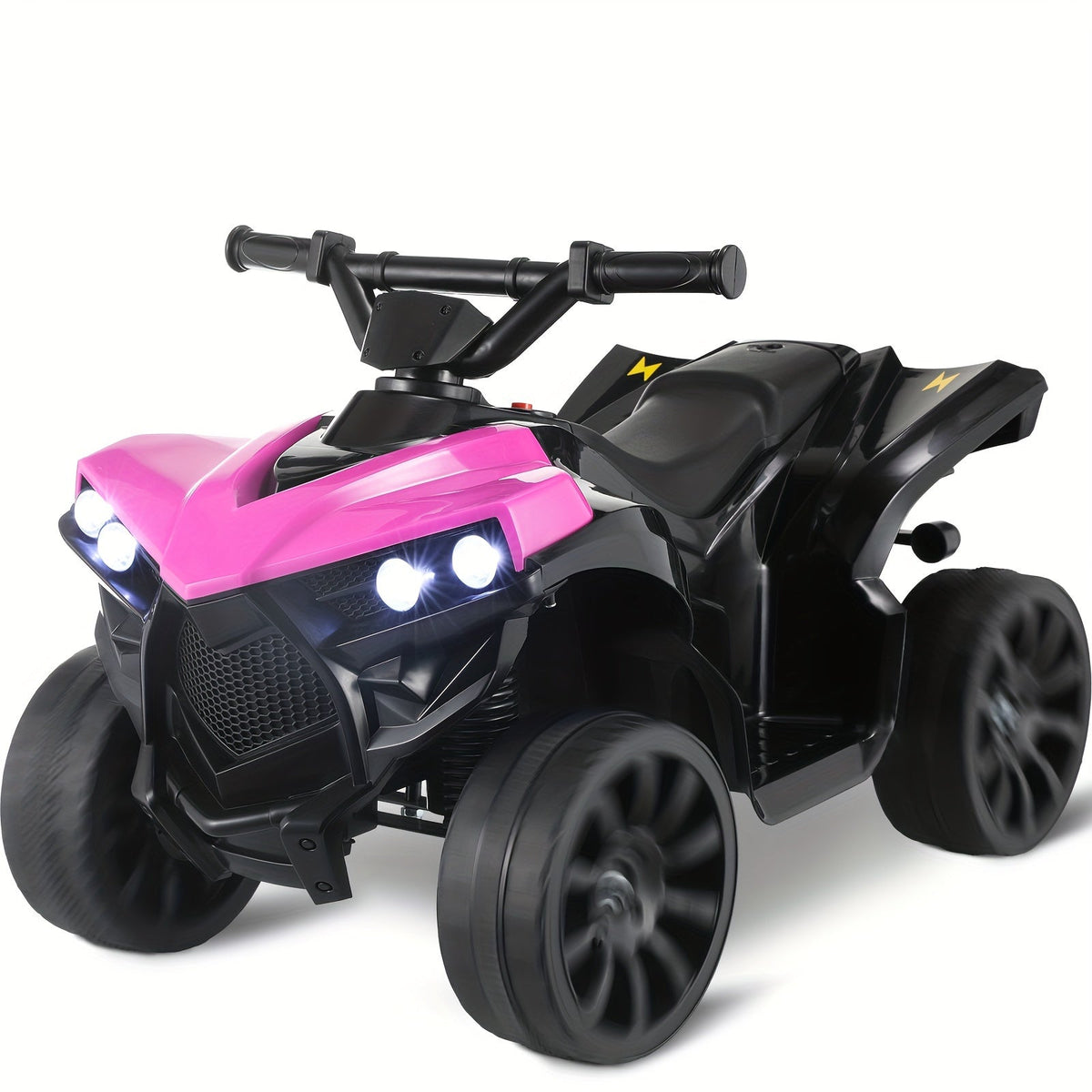 Quad électrique pour enfants avec phares, accélérateur à pédale, pneus tout-terrain antidérapants, capacité de 25 kg, vitesse de 3 km/h, jouet à enfourcher pour garçons et filles de 3 à 6 ans, cadeau d'anniversaire et de Noël, bleu, noir, rose, rouge