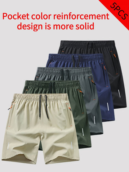 Lot de 5 shorts de sport pour homme, couleurs assorties – Shorts de sport respirants, extensibles et à séchage rapide pour la salle de sport, la course, l'entraînement et le quotidien, tailles S à XXL jusqu'à 100 kg
