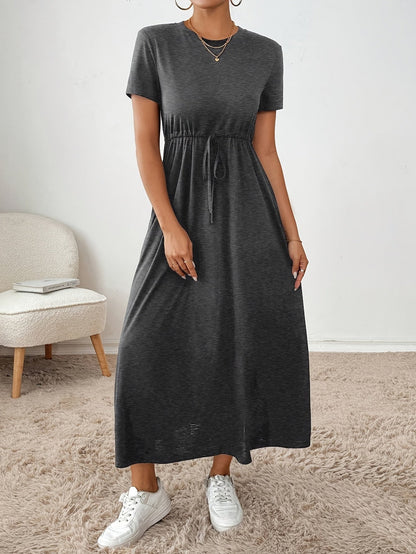 Robe midi moulante extensible pour femme, couleur unie, coupe ajustée, robe de soirée décontractée, tissu en maille hautement élastique, vêtement confortable toutes saisons, gris foncé, vert foncé, noir, XS-XL