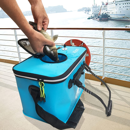 Seau à poisson pliable – Récipient portable en EVA pour poissons vivants et appâts, conteneur de pêche pliable pour le camping en plein air, pêche en eau douce et en eau salée
