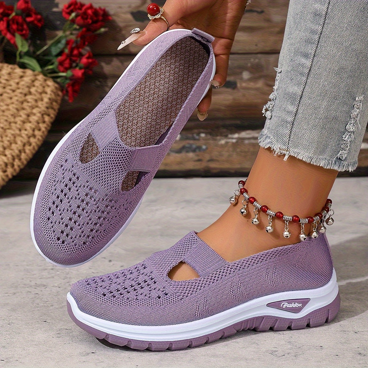 Women's Mesh Slip-On Sneakers – Lightweight Comfortable Casual Walking Shoes for Beach, Vacation, Camping & Everyday Summer Use, Sizes US 6.5–10.5