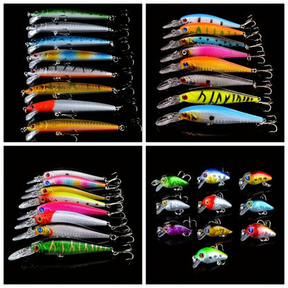 Lot de 5 leurres de pêche – Minnow bionique dur, nage réaliste, eau douce et eau de mer, leurres artificiels aux couleurs aléatoires