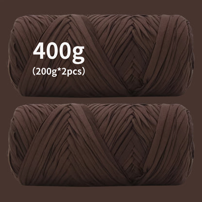 Fil de coton pour t-shirt 400 g (2 x 200 g) mélange de coton épais en 49 couleurs – Fil épais et doux pour paniers au crochet, sacs, tapis, projets de macramé et tricot – Fil de loisirs créatifs idéal pour les débutants