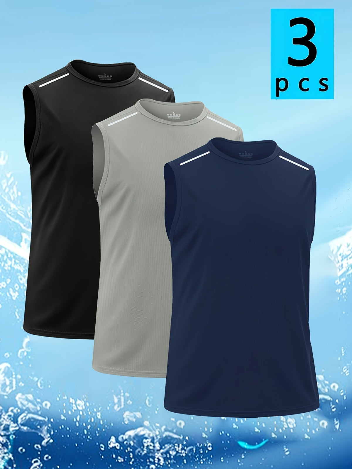 Lot de 3 débardeurs de sport à séchage rapide pour homme – Maillots de sport sans manches, t-shirts à col rond respirants et anti-humidité pour la course, la salle de sport et le quotidien, S-XXXL