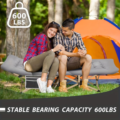 Lit de camp robuste de 190 cm – Lit pliant extra large avec matelas rabattable en option et sac de transport, capacité de 204/227/272 kg, lit d'appoint pliable et portable pour le camping en plein air pour adultes