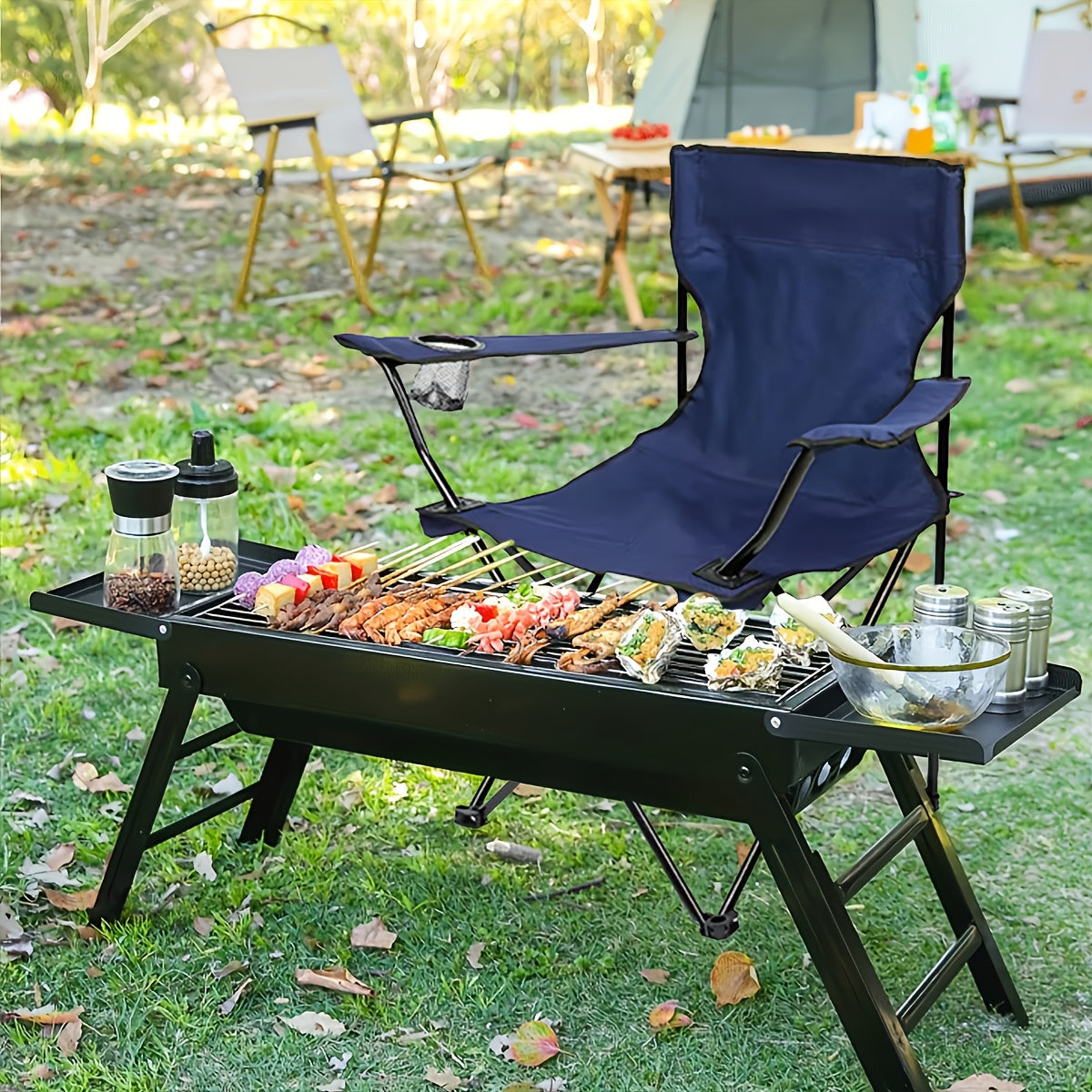 Lot de 2 chaises de camping pliables – Cadre en acier, tissu Oxford, porte-gobelets, sacs de transport portables pour barbecue en plein air, cour, plage, pique-nique, cadeau de vacances