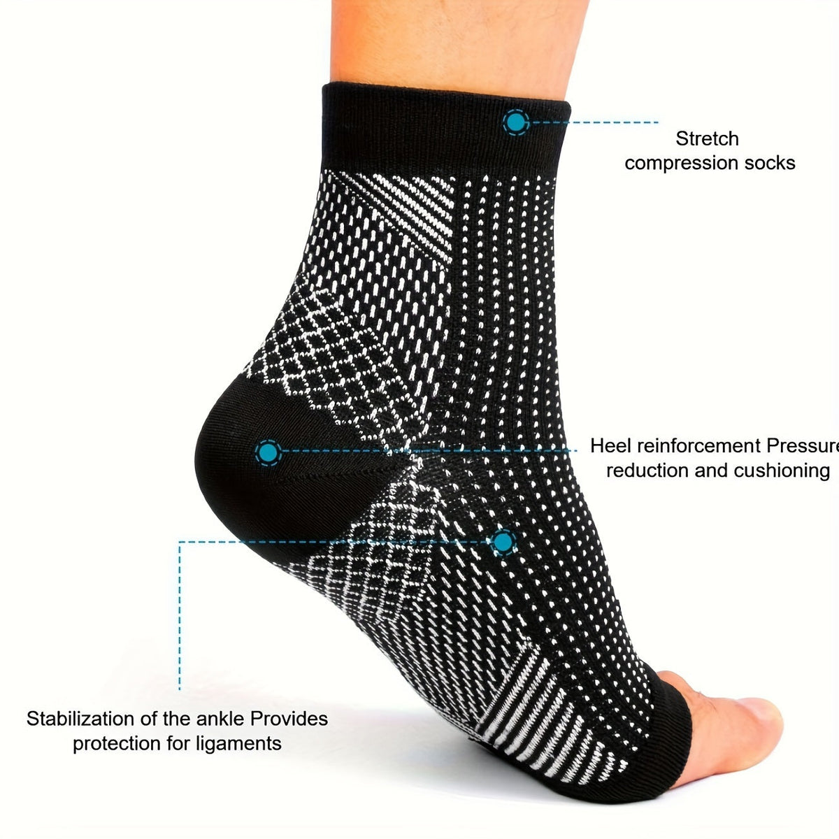 3 paires de chaussettes de compression à bout ouvert pour hommes et femmes, chevillères respirantes pour la course, la randonnée, le cyclisme et le quotidien, S-XL