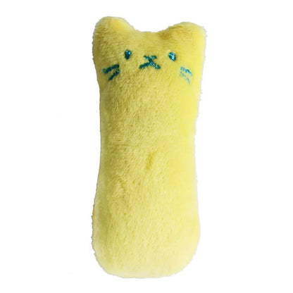 Jouet coussin en peluche couineur pour chat - Jouet kicker rembourré au design interactif avec couineur pour chats et chatons, pour jeu en solo et anti-ennui, sans pile, 6 couleurs : vert, jaune, rose, bleu, café