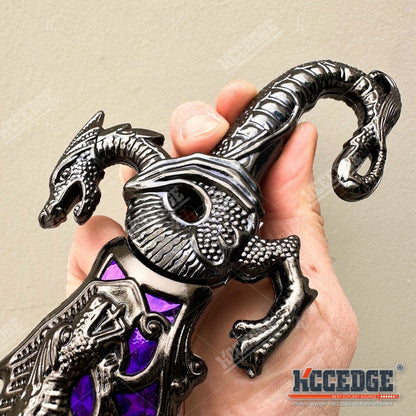 Couteau médiéval fantastique à lame fixe avec fourreau, 23 cm – Acier inoxydable 440 non tranchant, accessoire de cosplay, réplique historique, objet de décoration, 5 couleurs