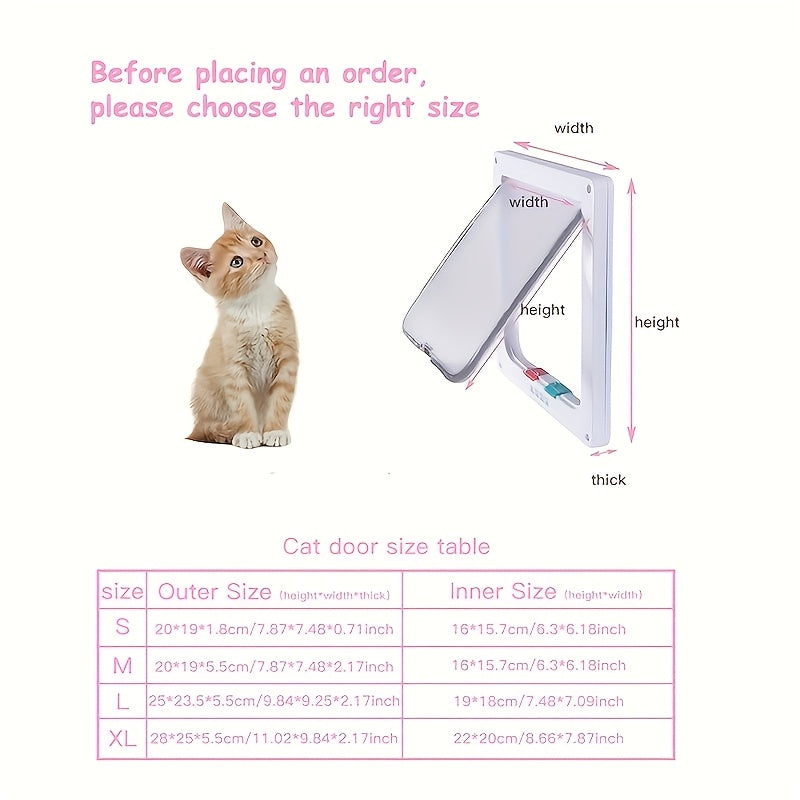 Chatière pour chiens et chats, porte à clapet étanche avec verrouillage 4 positions, en ABS durable, facile à installer, pour intérieur et extérieur, disponible en tailles M, L, XL, coloris blanc ou noir