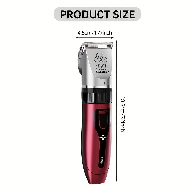 Tondeuse pour animaux sans fil rechargeable avec affichage LED - Tondeuse professionnelle sans fil pour poils de chien, têtes interchangeables, 4 guides de coupe, faible niveau sonore, charge USB 36V, pour chiens, chats et petits animaux