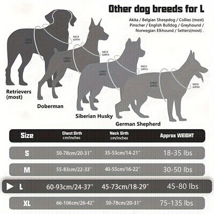 Harnais tactique anti-traction pour chien avec poignée de contrôle - Gilet durable avec sangles réfléchissantes pour grands chiens, idéal pour le dressage, le travail et les chiens d'assistance