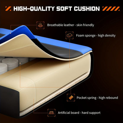 Chaise de gaming ergonomique avec repose-pieds et soutien lombaire – Fauteuil d'ordinateur esport style course, accoudoirs fixes, dossier inclinable réglable, chaise de bureau pour adultes