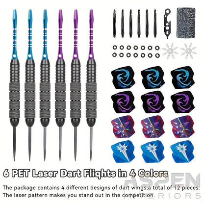 Ensemble de fléchettes à pointe en acier avec ailettes tête de mort – Coffret cadeau deluxe, pointe en fer et tige en alliage d'aluminium, tailles multiples – pour divertissement en club, compétitions sportives et parties de fléchettes décontractées