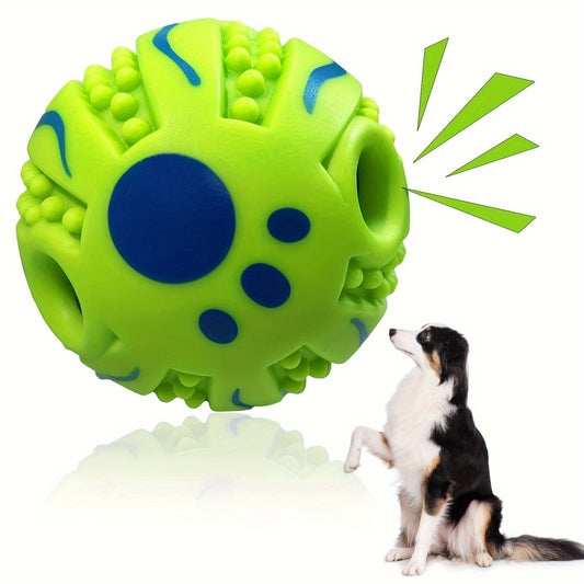 Jouet pour chien balle à picots sonore 10 cm - Balle interactive sonore pour le nettoyage des dents et le troupeau, jouet d'entraînement pour chiens moyens et grands, balle sensorielle en caoutchouc durable avec couineur