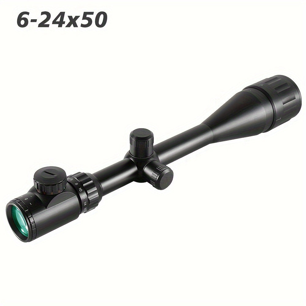 Lunette de visée 6-24x50 AO avec réticule illuminé rouge/vert - Lunette de chasse longue portée avec montage sur rail de 20 mm, viseur optique en alliage d'aluminium