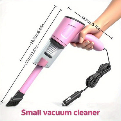 Mini aspirateur de voiture portable rose, forte aspiration, nettoyage humide et sec pour poils d'animaux, multifonctionnel, sans fil, design mignon pour femmes et filles
