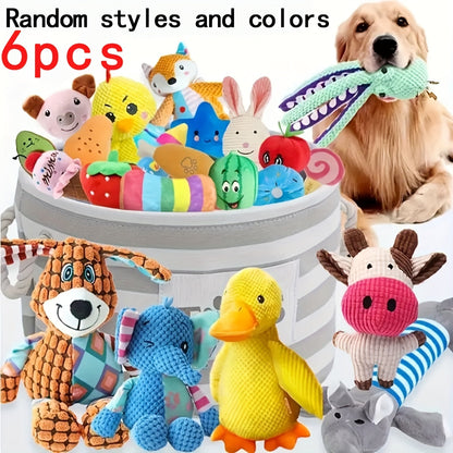 Lot de jouets de dentition pour chiots - Pack de 6 ou 12 jouets en peluche couineurs pour petits chiens, styles variés, lot de jouets à mâcher doux pour chiots et petites races, assortiment de cadeaux pour chiens pour soulager la morsure et l'ennui