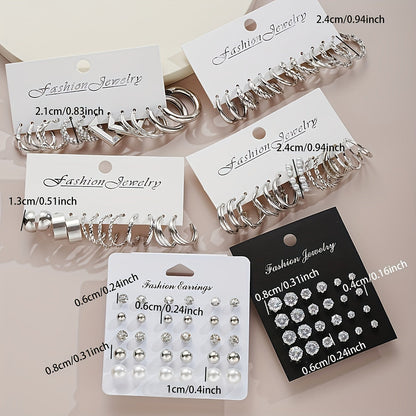 Ensemble de 102 boucles d'oreilles pour femmes – Styles géométriques, strass et anneaux torsadés, tiges en acier inoxydable hypoallergénique, cadeau de luxe léger pour le quotidien, les fêtes et les vacances