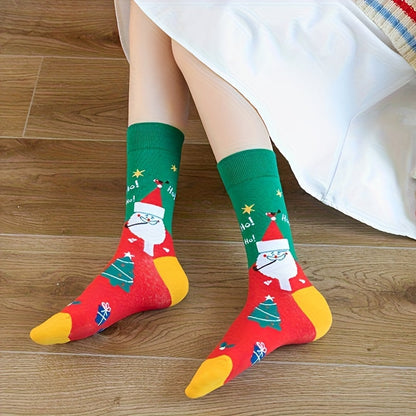 Chaussettes de Noël, 30 paires, motifs de fête amusants : rennes, Père Noël, flocons de neige, pain d'épices, sapin de Noël, chaussettes chaudes à motifs – Coffret cadeau unisexe pour hommes et femmes