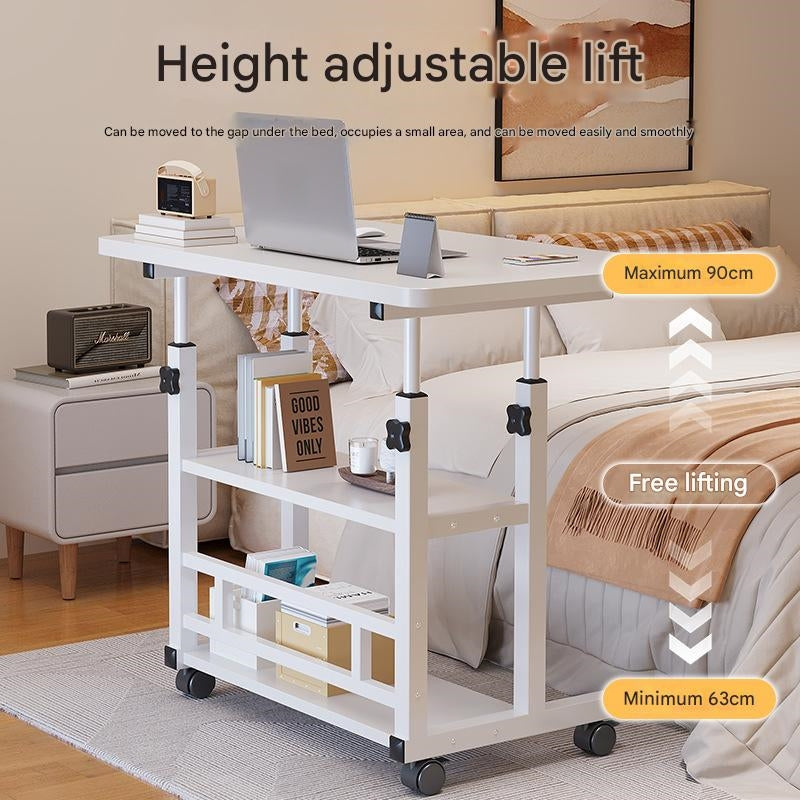 Bureau mobile portatif avec roulettes et table élévatrice à hauteur réglable – Petit bureau d'ordinateur pour lit, canapé, loisirs créatifs ou bureau à domicile, en noir ou blanc